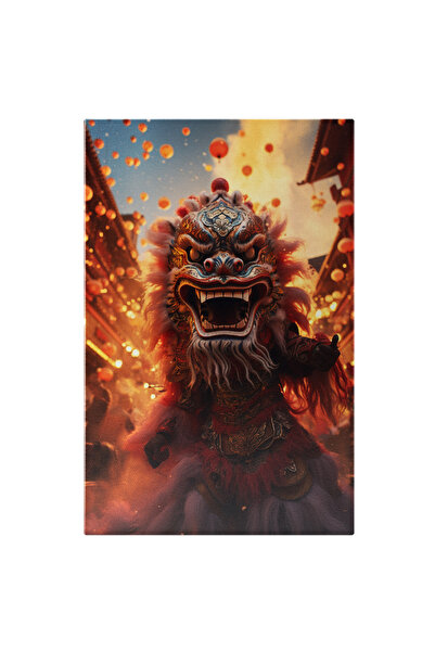 StoryGift Romania Tablou Canvas: Celebrararea Dragonului, Anul Nou Chinezesc Petrecere Cu Baloane Multe, Dragonu