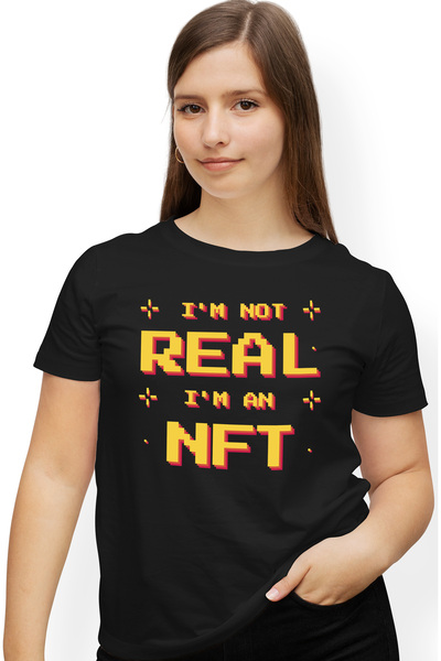 StoryGift Romania Tricou Femei Im Not Real Im An Nft Cu Imprimeu Pe Fata, 100...