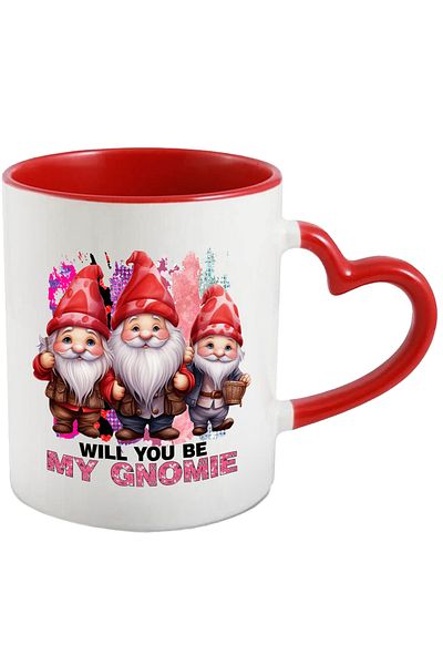 StoryGift Romania Mug with gnomes with the message "Will you be my gnomie", hats, Valentine's Day, illu, Cu, STG