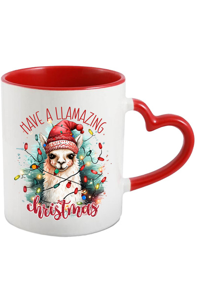 StoryGift Romania Llama Mug with the message "Have a Llamazing Christmas", Me...