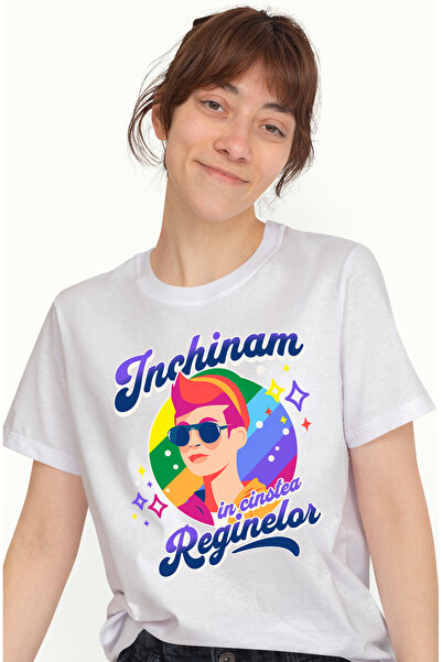 StoryGift Romania Tricou Femei Inchinam In Cinstea Reginelor Femei Puternice Pride Lgbtq Cu Imprim Wht_m