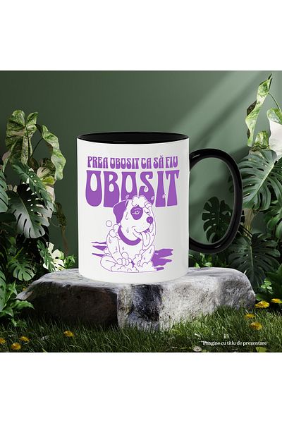 StoryGift Romania Dog Mug funny message TOO TIRED TO BE TIRED, dog lovers, 330ml, Sky, With, STG