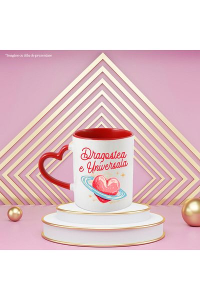 StoryGift Romania Heart Mug Pencil Art Style Text Love Is Universal, Valentine's Day, Heaven, With, STG