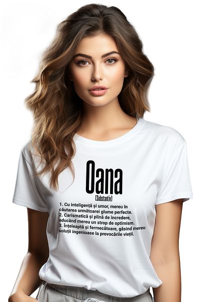StoryGift Romania Tricou Femei Cu Numele Oana, Si Mesaj Motivational, Glumeata, Carismatica, Intel Wht_l