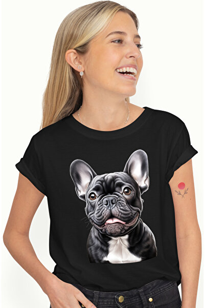 StoryGift Romania Tricou Femei Cu Un Catel Vesel, Ilustratie, Limba Scoasa, J...