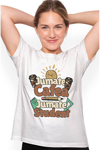 StoryGift Romania Tricou Femei Jumate Cafea, Jumate Student Facultate Scoala ...