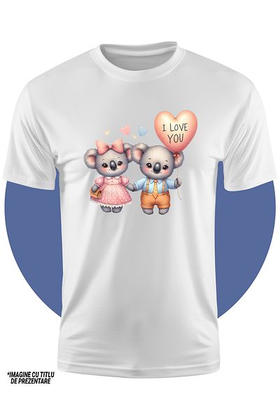 StoryGift Romania Tricou Copii Cu O Ursoaica Si Un Urs, Ilustratie, Koala, Balon Cu Mesajul "i Love You", Il