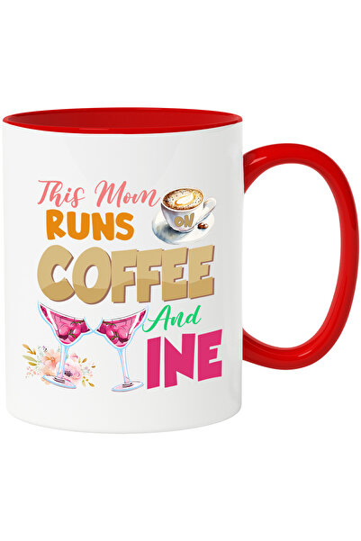 StoryGift Romania Cana Cu Mesajul "this Mom Runs On Coffee And Wine", Ilustra...