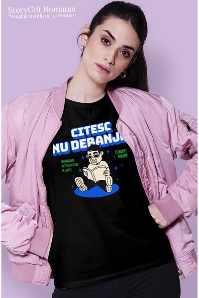StoryGift Romania Tricou Femei Om Cu Scoci La Gura Citesc Nu Deranja Iubitorii De Lectura Si Carti Blk_m