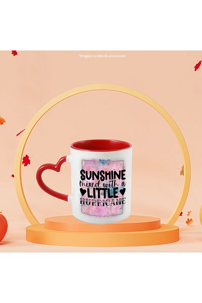 StoryGift Romania Mug with the message "Sunshine mixed with a little hurricane", illustration, funny, r, With ,STG.