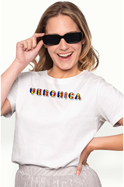 StoryGift Romania Tricou Femei Cu Numele Veronica, Romania, Suporter, Steagul Romaniei, Patriot, Wht_l