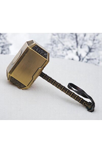 e-life shop Gerçek Görünümlü İşleme Detaylı Lüks Döküm Metal Thor Çekici Miyölnir Mjölnir Efsanesi Biblo 20 cm.