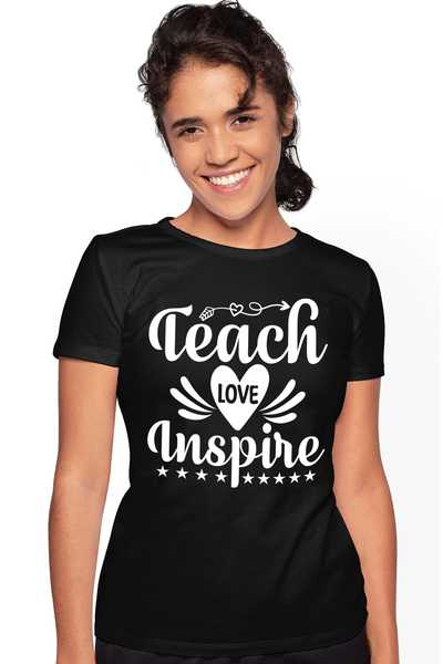 StoryGift Romania Tricou Femei Cu Inimioara Si Stelute Cu Textul "teach, Love...