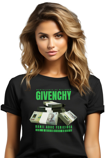 StoryGift Romania Tricou Femei - Banii Aduc Fericirea, Cu Imprimeu Pe Fata, 1...