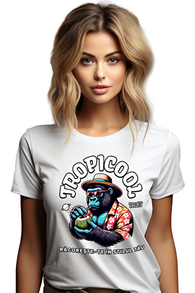 StoryGift Romania Tricou Femei Tropicool Racoreste-te In Stilul Tau Cu Imprim...