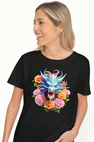 StoryGift Romania Tricou Femei Cu Un Dragon Albastru Furios, Isi Arata Coltii...