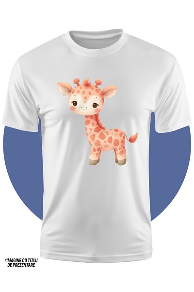 StoryGift Romania Tricou Copii Cu O Girafa Vesela, Ilustratie, Pentru Copii, Animal Salbatic, Jungla, Bucuri