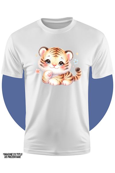 StoryGift Romania Children's T-shirt with a cheerful tiger cub standing idle, illustration, carefree, childhood,