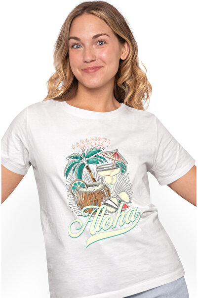StoryGift Romania Tricou Femei Paradisul Pe Plaja Nuca De Cocos Cocktail Aloh...