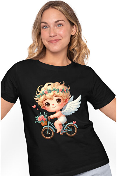 StoryGift Romania Tricou Femei Cu Un Bebelus Cu Aripi Care Merge Cu Bicicleta...