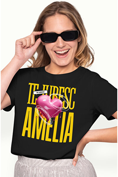 StoryGift Romania Tricou Femei Te Iubesc Amelia, Dragoste, Inima, Iubire, Sfa...