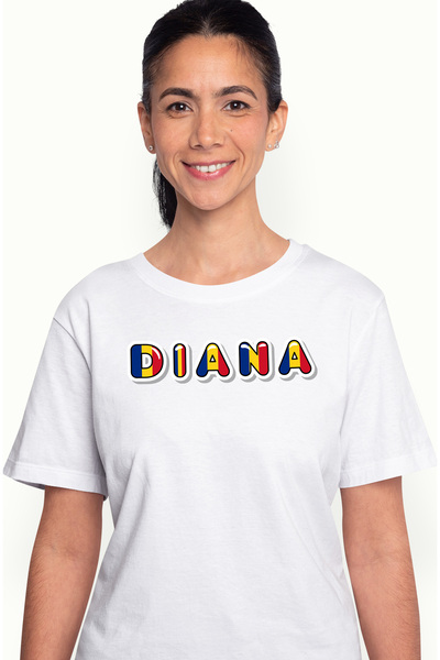 StoryGift Romania Tricou Femei Cu Numele Diana, Romania, Suporter, Steagul Ro...