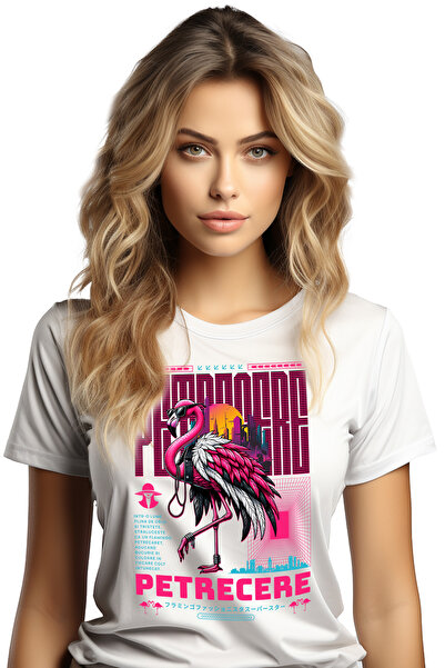 StoryGift Romania Tricou Femei Famingo La Petrecere, Moda Si Distractie, Cu I...