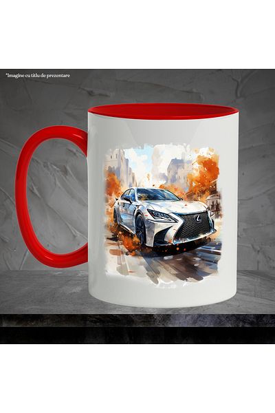 StoryGift Romania Car Mug, Lexus, City, Blocks, Autumn, Trees, Multicolor 330 ml, Ceramic, With ,STG