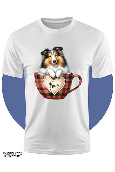 StoryGift Romania Tricou Copii Cu Un Caine Care Sta Intr-o Ceasca, Ilustratie, Pentru Iubitorii De Caini, Ve