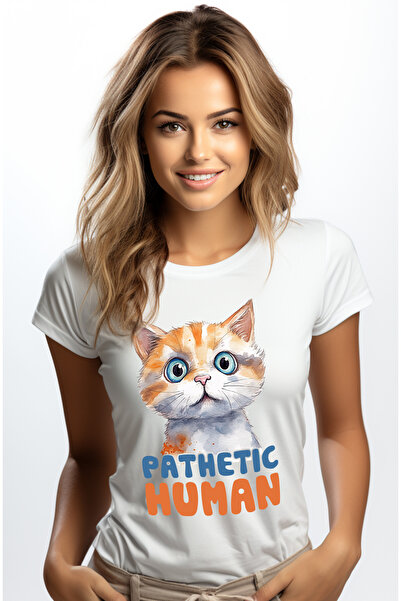 StoryGift Romania Tricou Femei Cu Pisica Uimita Cu Mesajul "pathetic Human", ...