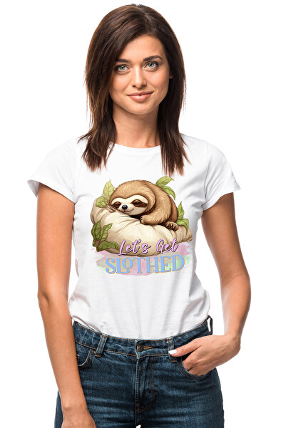 StoryGift Romania Tricou Femei Cu Animalul Sloth/lenes Cu Mesajul "let's Get ...