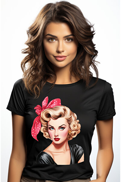 StoryGift Romania Tricou Femei Cu O Femeie Frumoasa Blonda, Funda, Ilustratie...