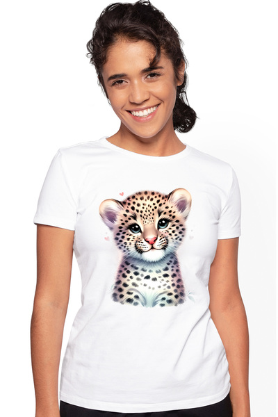 StoryGift Romania Tricou Femei Cu O Femela Tigru, Ilustratie, Inimioare, Micu...