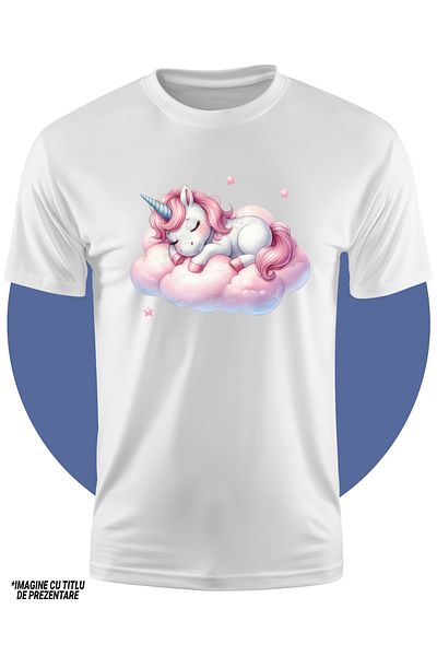 StoryGift Romania Tricou Copii Cu Un Unicorn Care Doarme, Ilustratie, Stelute, Norisor, Lene, Somn 100% Bum