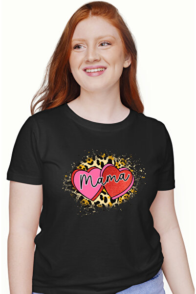 StoryGift Romania Tricou Femei Cu Mesajul "mama", Ilustratie, Mama, 2 Inimioa...