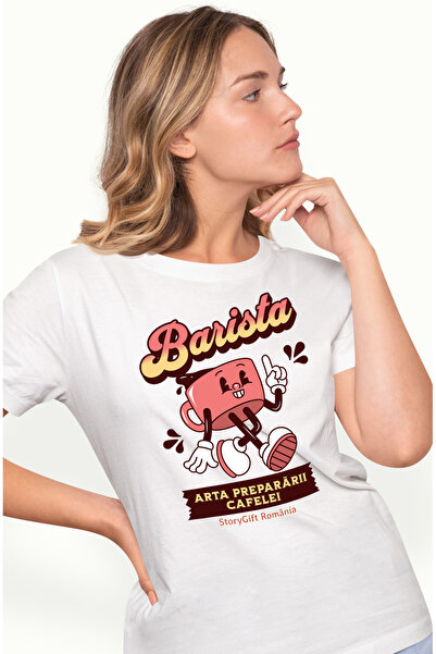 StoryGift Romania Tricou Femei Barista Arta Prepararii Cafelei Energie Dimine...
