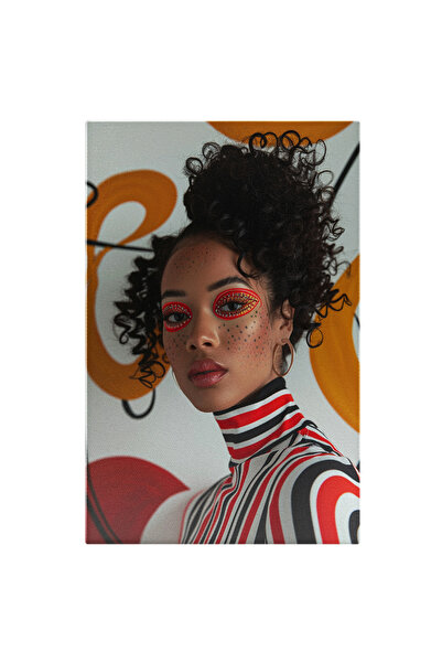 StoryGift Romania Tablou Canvas: Doamnă Cu Pistrui Și Machiaj În Culori Vibrante- Farmecul Machiajului Pictura D