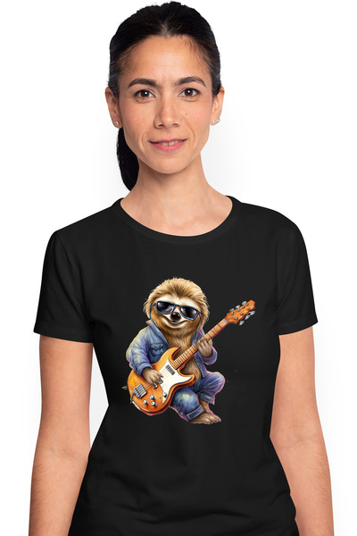 StoryGift Romania Tricou Femei Cu Un Sloth/lenes Care Canta La Chitara, Ilust...