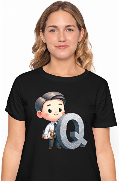 StoryGift Romania Tricou Femei Cu Un Analist Care Tine Litera "q", Ilustratie...