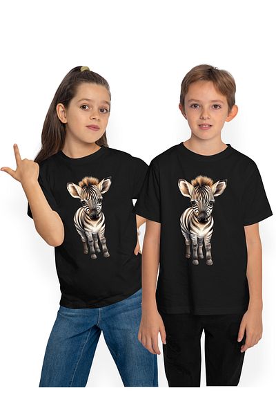 StoryGift Romania Children's T-shirt with a sad zebra, illustration, disappointment, upset, wild animal, jungle,,STG4