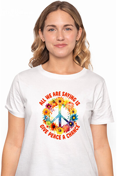 StoryGift Romania Tricou Femei Cu Semnul Pacii Cu Mesajul "all We Are Saying ...