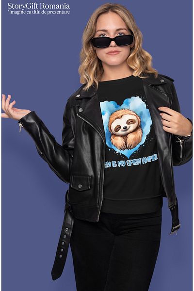 StoryGift Romania Tricou Femei Cu Animalul Sloth/lenes Dormind Cu Mesajul "lazy Is My Spirit Anima Blk_l