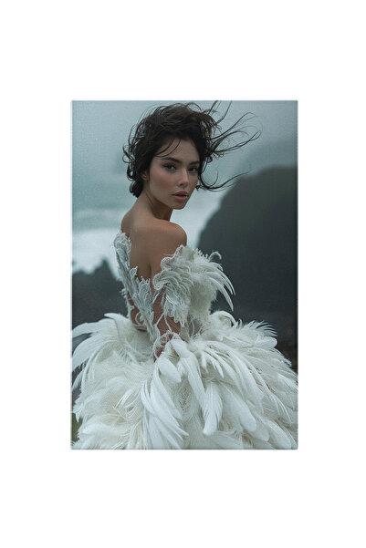 StoryGift Romania Tablou Canvas: Ținută Feminină Din Pene Ce Evidențiază Trăs...