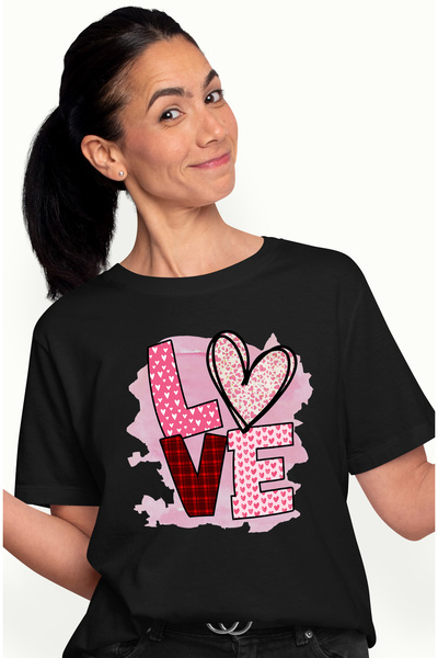 StoryGift Romania Tricou Femei Cu O Inima Cu Mesajul "love", Roz, Rosu, Valen...