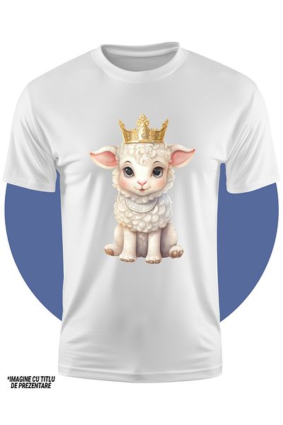 StoryGift Romania Tricou Copii Cu Un Miel Care Poarta O Coroana Regala, Ilustratie, Importanta, Nobilime, Au