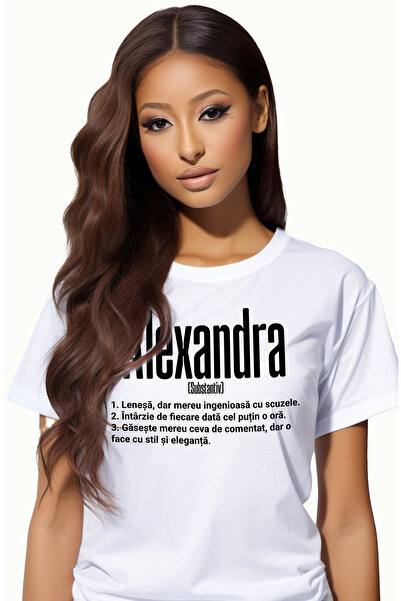 StoryGift Romania Tricou Femei Cu Numele Alexandra, Si Mesaj Amuzant, Lenesa,...