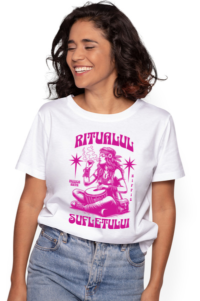 StoryGift Romania Tricou Femei Ritualul Sufetului, Cu Imprimeu Pe Fata, 100% ...