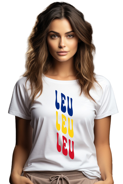 StoryGift Romania Tricou Femei Cuvantul Leu, In Culorile Steagului Romaniei, ...