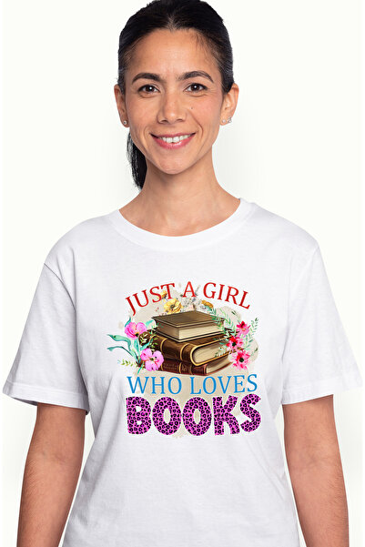 StoryGift Romania Tricou Femei Cu Mesajul "just A Girl Who Loves Books", Cart...