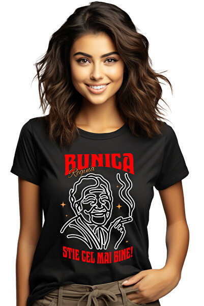 StoryGift Romania Tricou Femei Femeie Vesela Cu Tigara Text Haios Bunica Stie...